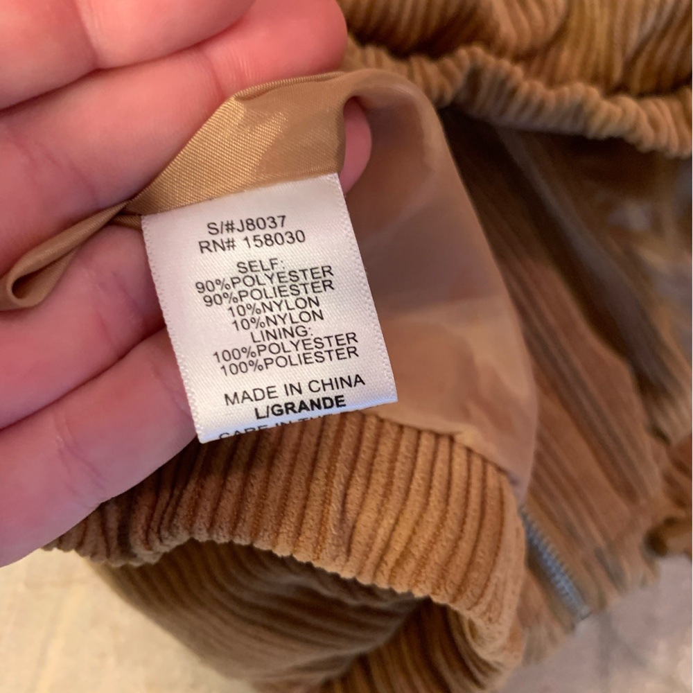 💛 Love Tree Corduroy Cropped Puffer Coat - Golden Tan - Size Large - Picture 12 of 13